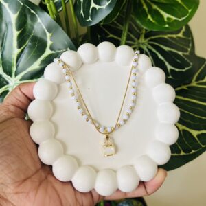 Pearl & Lock Charm Necklace