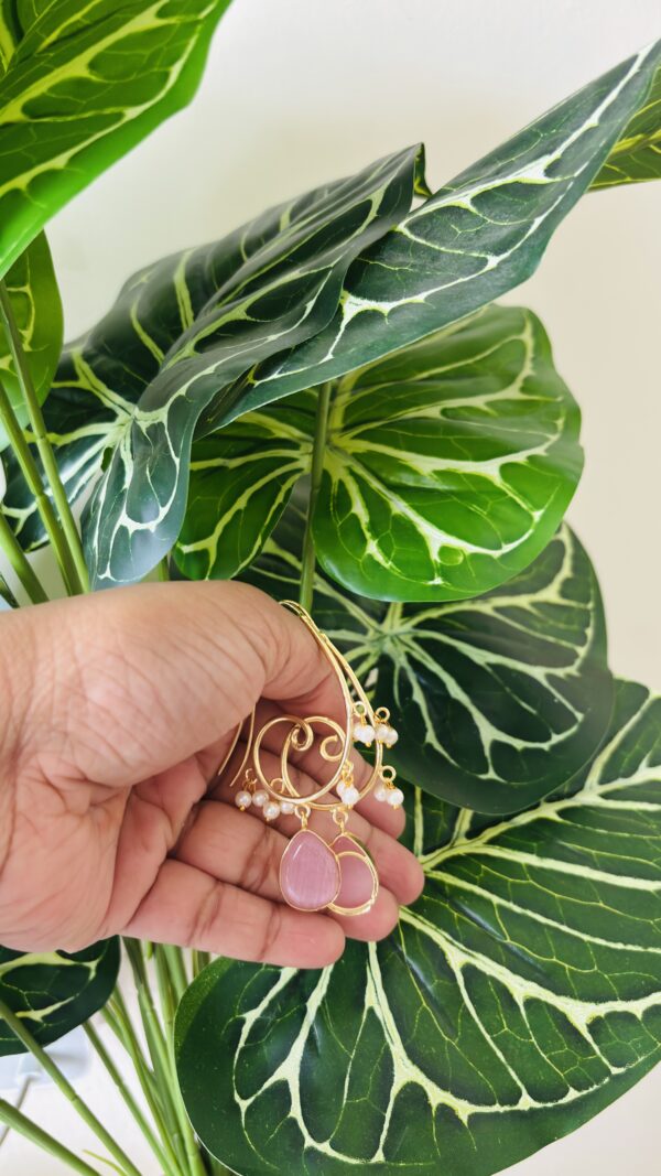 Pearl Whirl Drop Earrings - Image 2