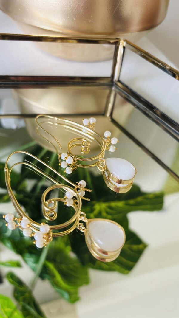 Pearl Whirl Drop Earrings - Image 4
