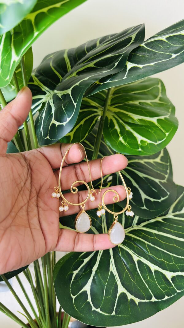Pearl Whirl Drop Earrings - Image 3