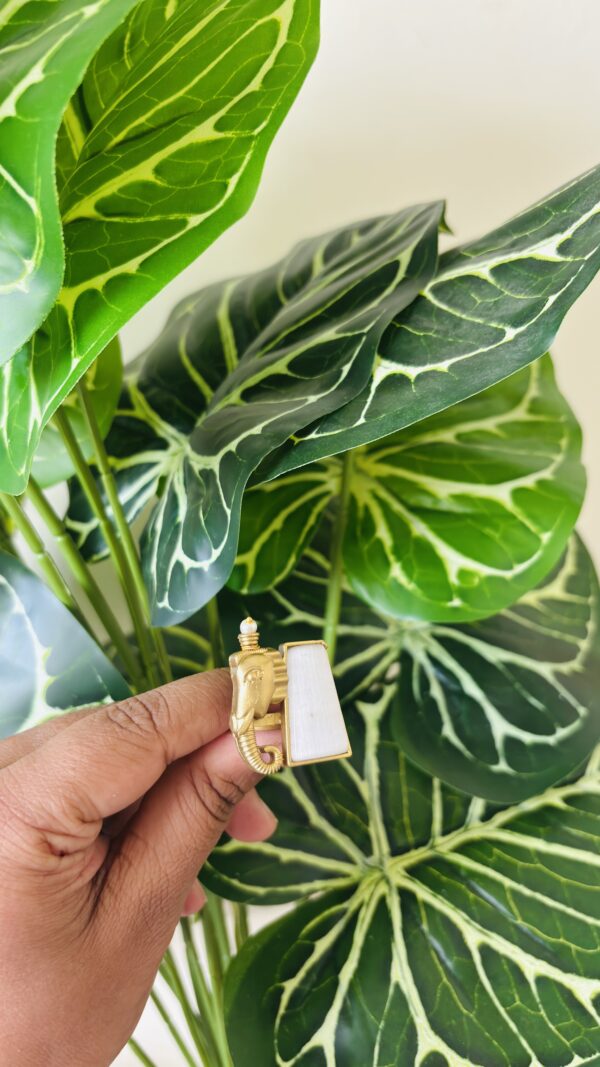 Brass Elephant Charm Statement Ring - Image 2