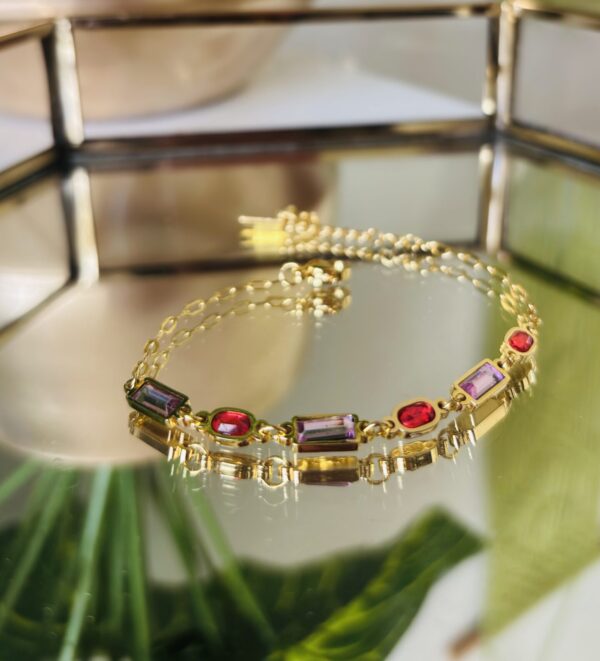 Empress Garnet & Amethyst Chain Bracelet